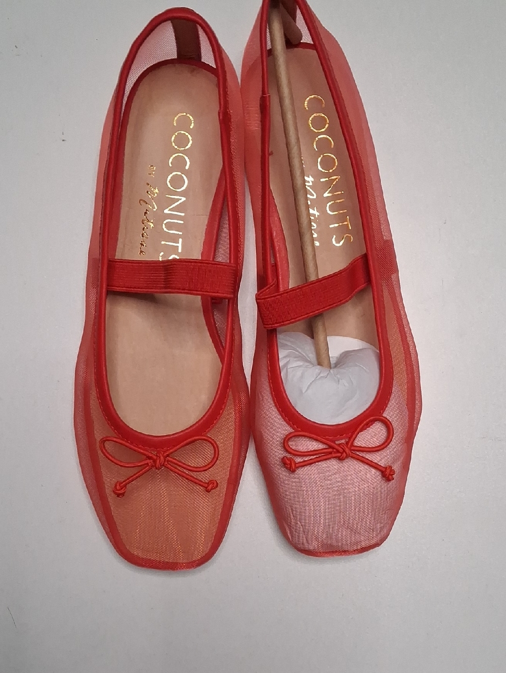 Coconuts by Matisse Red Mesh Ballet Flats with Bow
